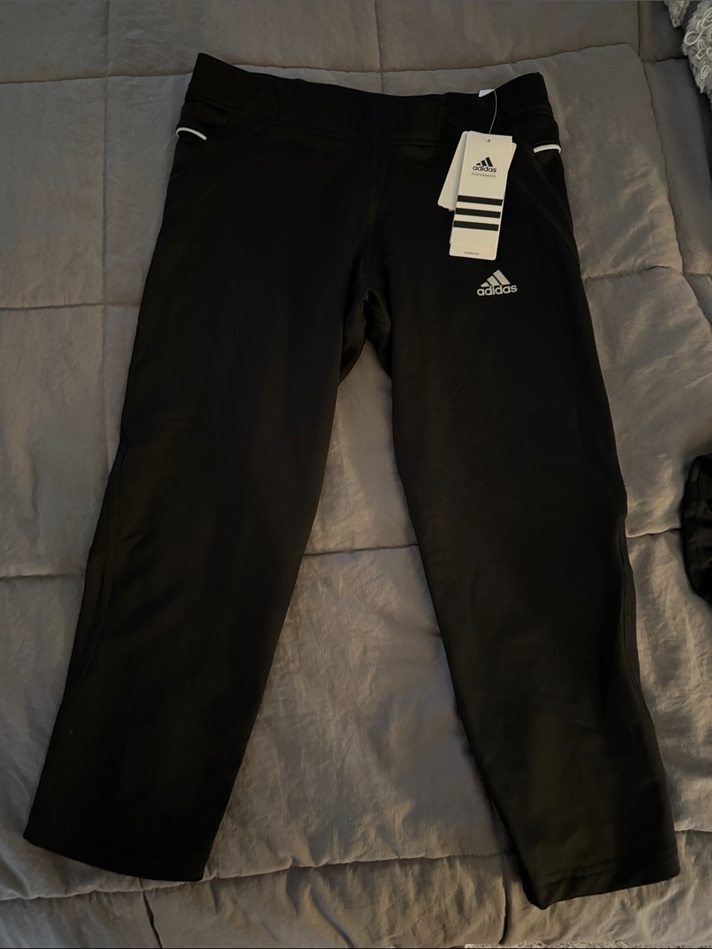 adidas Black Girls' Athletic Leggings with Logo